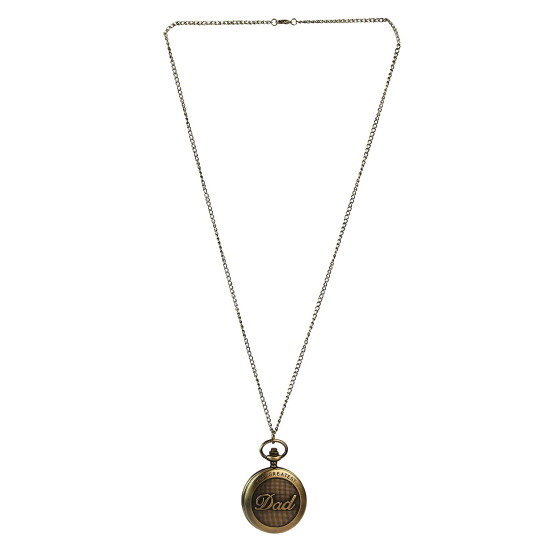 Novelika The Greatest Dad Antique Analog Locket Pocket Watch Long Chain Roman Numbers for Women Men Vintage Style Round Dial Quartz Cover Bronze with Wooden Box