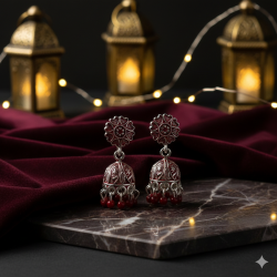 Novelika Latest Stylish Maroon Traditional Jhumka Earring set for Women Girls - ER11013