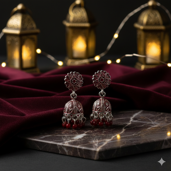 Novelika Latest Stylish Maroon Traditional Jhumka Earring set for Women Girls - ER11013