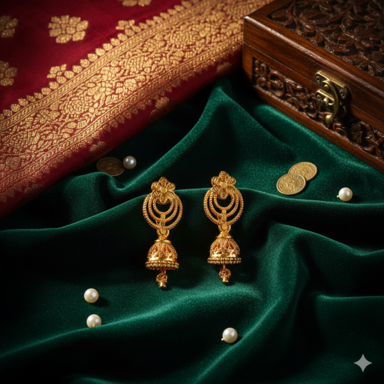 Novelika Latest Stylish Golden Tone Beautiful Traditional Jhumka Earring set for Women Girls - ER6014 Novelika Latest Stylish Golden Tone Beautiful Traditional Jhumka Earring set for Women Girls - ER6014