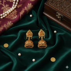 Novelika Latest Stylish Golden Tone Beautiful Traditional Jhumka Earring set for Women Girls - ER6010