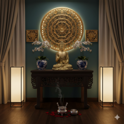 Novelika Brass Bhagwan Buddha Life Story Statue Blessing Face Murti 