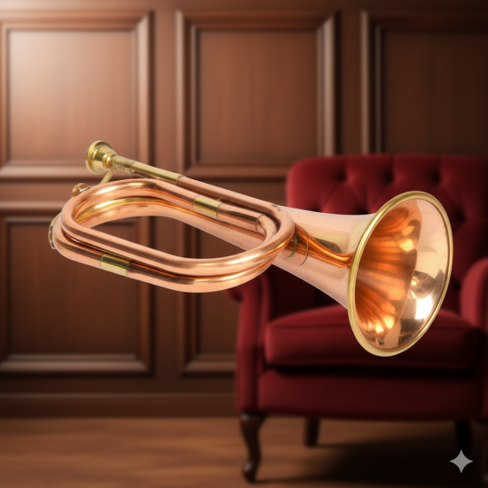 100% Pure Bugle Copper & Brass - Gold Colour - For Attack War Command Signal Horn - Set Of 1 Pack