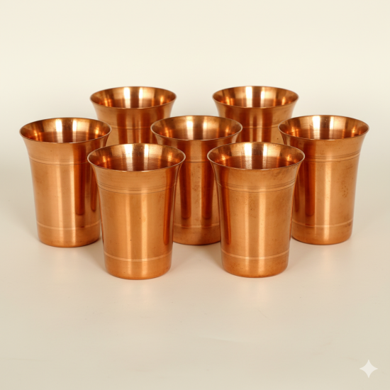  NOVELIKA -Traditional Handcrafted Copper Tumbler, Homeware, Hotel Ware, Drinkware & Serve Ware for Lassie, Milk, Juice and Water Pack Of 2.