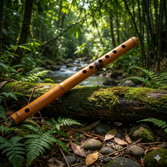 NOVELIKA- Wooden Bamboo Flute - Professional Musical Instrument for Beginners and Kids - C Scale Basuri (Pack of 1)
