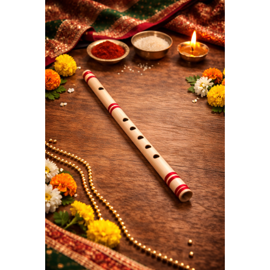 Novelika 14 Inch Authentic Indian Wooden Bamboo Flute in 'B' tune ( PR756FL006 )