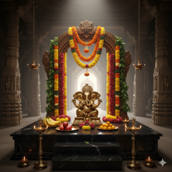 NOVELIKA- Brass Lord Ganesha Murti in Blessing Posture ( Pack of 1)