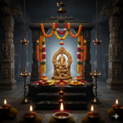 Lord Ganesha Sitting Singhasan Statue for Home and Office Decor
