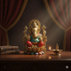 NOVELIKA-Brass Ganesha Bhagwan Big Statue Multicolor Gemstone Handwork (Pack of 1)