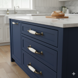 Novelika- White Porcelain Handles with an Antique Brass or Bronze Finish(NA560A)