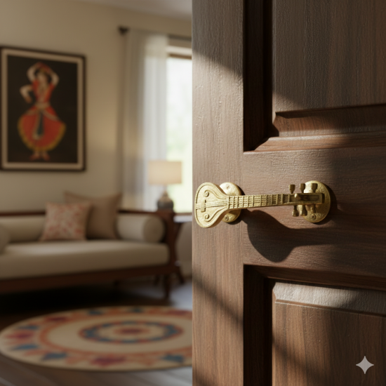 Novelika Door Handle Unique Designed Brass Decorative Sitar Cum Door Handle