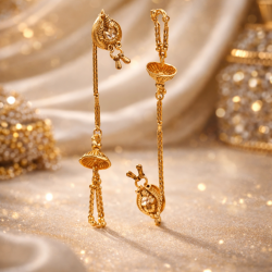 Novelika Latest Stylish Golden Tone Traditional Chandelier Earring set for Women Girls - ER3010