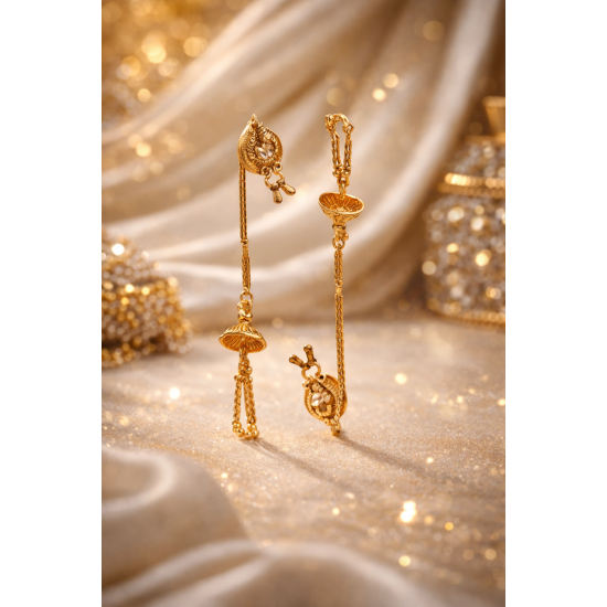 Novelika Latest Stylish Golden Tone Traditional Chandelier Earring set for Women Girls - ER3010