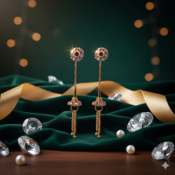 Novelika Latest Stylish Golden Tone Traditional Chandelier Earring set for Women Girls - ER4002