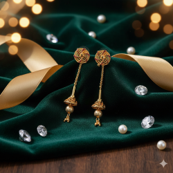 Novelika Latest Stylish Golden Tone Traditional Chandelier Earring set for Women Girls - ER31009