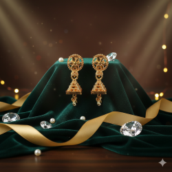 Novelika Latest Stylish Golden Tone Traditional Jhumka Earring set for Women Girls - ER5002