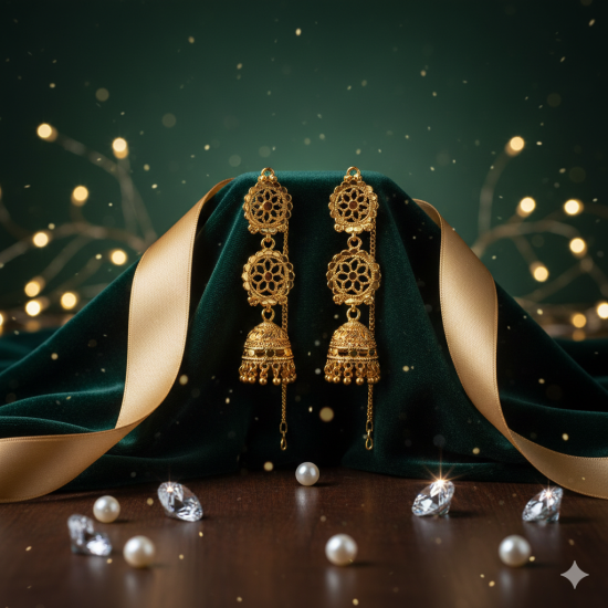 Novelika Latest Stylish Golden Tone Traditional Jhumka Earring set for Women Girls - ER1003