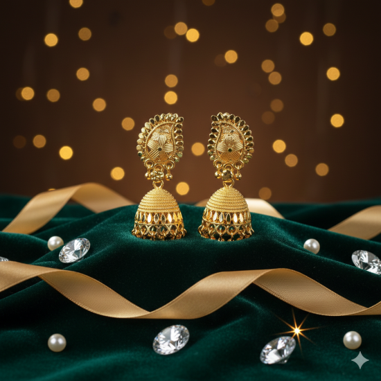 Novelika Latest Stylish Golden Tone Traditional Jhumka Earring set for Women Girls - ER1002 Novelika Latest Stylish Golden Tone Traditional Jhumka Earring set for Women Girls - ER1002