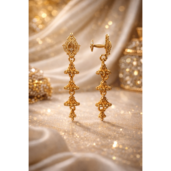 Novelika Latest Stylish Golden Tone Traditional Chandelier Earring set for Women Girls - ER5028