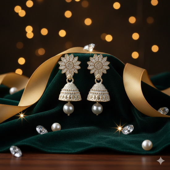 Novelika Latest Stylish Golden Tone Traditional Jhumka Earring set for Women Girls - ER1010