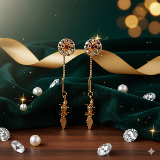 Novelika Latest Stylish Golden Tone Traditional Chandelier Earring set for Women Girls - ER5001