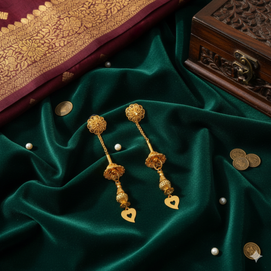 Novelika Latest Stylish Golden Tone Traditional Chandelier Earring set for Women Girls - ER1013