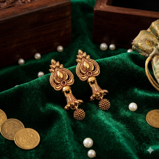 Novelika Latest Stylish Golden Tone Traditional Chandelier Earring set for Women Girls - ER11022
