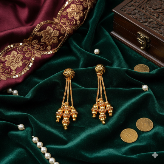 Novelika Latest Stylish Golden Tone Traditional Chandelier Earring set for Women Girls - ER1035