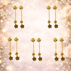 Gold Color Flower Jhumka Earring - For Girls & Women & Weddings & Festive - Set Of 5