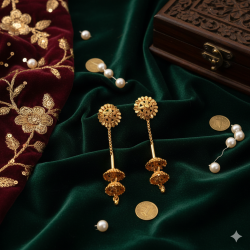 Novelika Latest Stylish Golden Tone Traditional Chandelier Earring set for Women Girls - ER2053