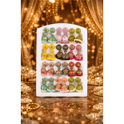 Jhumki Earrings - For Girls & Women & Weddings & Festive  - Combo Set of 12 Assorted