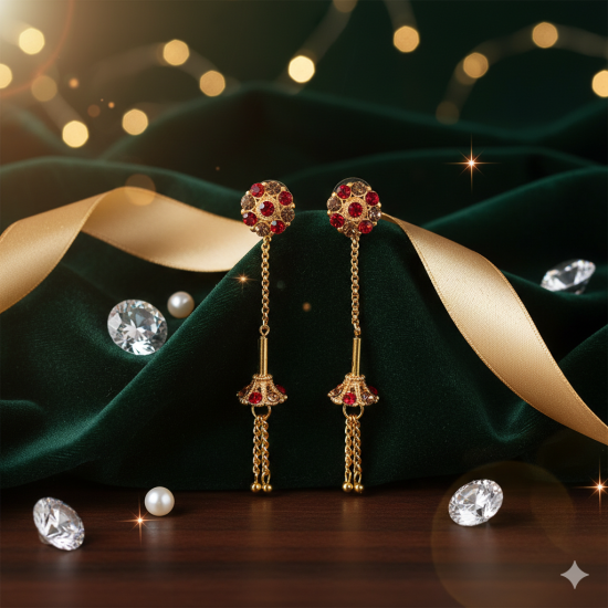 Novelika Latest Stylish Golden Tone Traditional Chandelier Earring set for Women Girls - ER4005 Novelika Latest Stylish Golden Tone Traditional Chandelier Earring set for Women Girls - ER4005