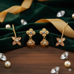Novelika Latest Stylish Golden Tone Traditional Chandelier Earring set for Women Girls - ER3007