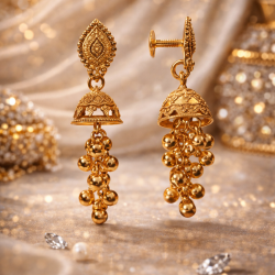 Novelika Latest Stylish Golden Tone Traditional Jhumka Earring set for Women Girls - ER5027