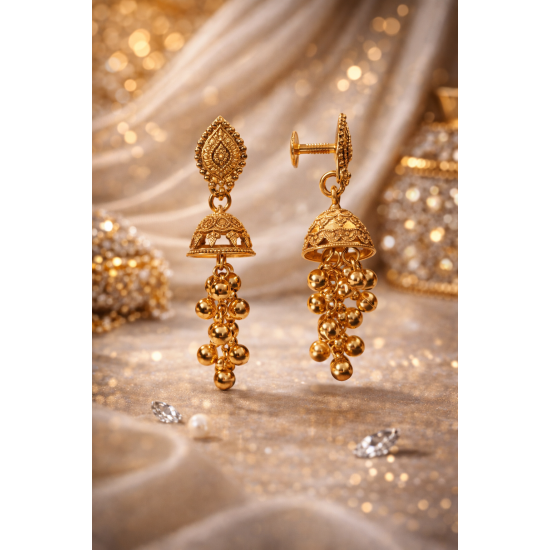 Novelika Latest Stylish Golden Tone Traditional Jhumka Earring set for Women Girls - ER5027 Novelika Latest Stylish Golden Tone Traditional Jhumka Earring set for Women Girls - ER5027