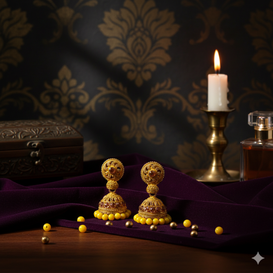 Novelika Latest Stylish Traditional Golden Jhumka Earring set for Women Girls - ER1201
