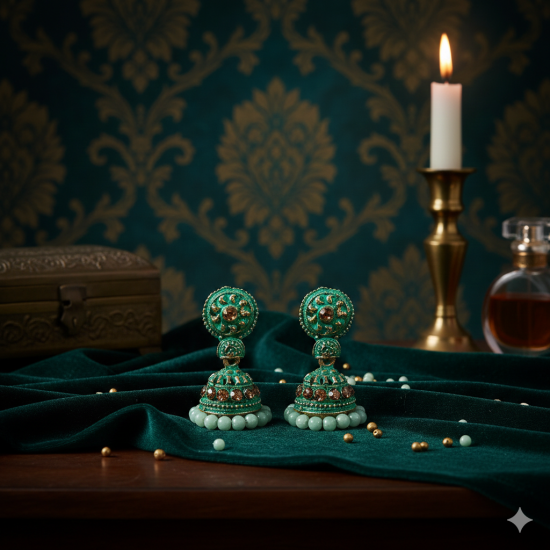 Novelika Latest Stylish Traditional Green  Jhumka Earring set for Women Girls - ER1040