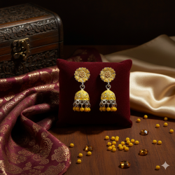 Novelika Latest Stylish Yellow Traditional Jhumka Earring set for Women Girls - ER11011