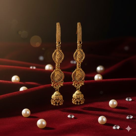 Novelika Latest Stylish Golden Tone Traditional Jhumka Earring set for Women Girls - ER6003 Novelika Latest Stylish Golden Tone Traditional Jhumka Earring set for Women Girls - ER6003