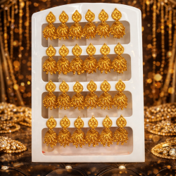 Latest Stylish Traditional Trendy Jhumka – Gold Color Pairs (Pack of 12) | Alloy Jhumka for Women & Girls