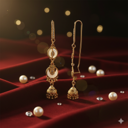 Novelika Latest Stylish Golden Tone Traditional Jhumka Earring set for Women Girls - ER6003