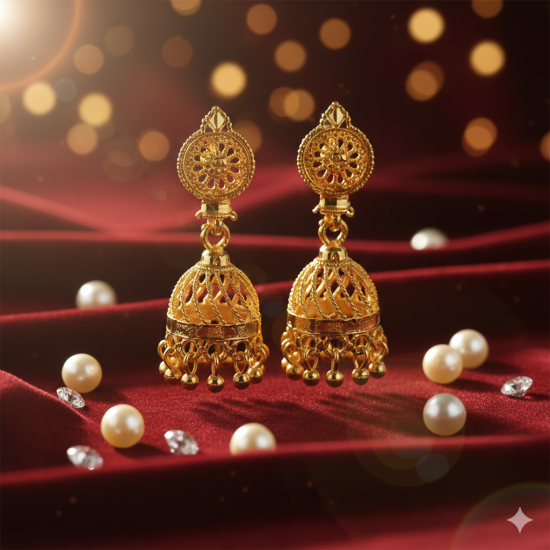 Novelika Latest Stylish Golden Tone Traditional Jhumka Earring set for Women Girls - ER6011 Novelika Latest Stylish Golden Tone Traditional Jhumka Earring set for Women Girls - ER6011