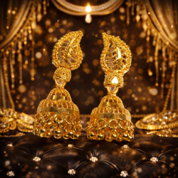 Latest Stylish Golden design Tone Beautiful Traditional Jhumka Earring set for Women Girls - 6 Pairs