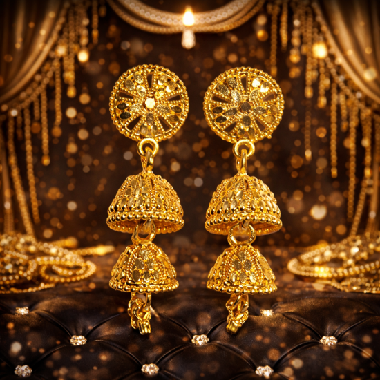 Latest Stylish Traditional Trendy Jhumka – Gold Color| Alloy Jhumka for Women & Girls - 8 Pairs