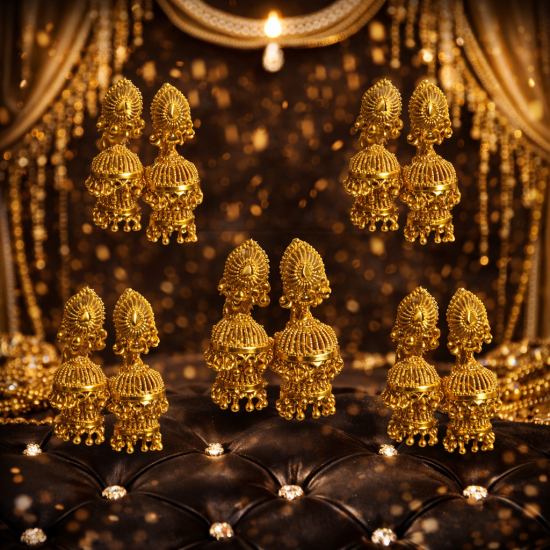 Latest Stylish Traditional Trendy Jhumka – Gold Color Pairs (Pack of 10) | Alloy Jhumka for Women & Girls