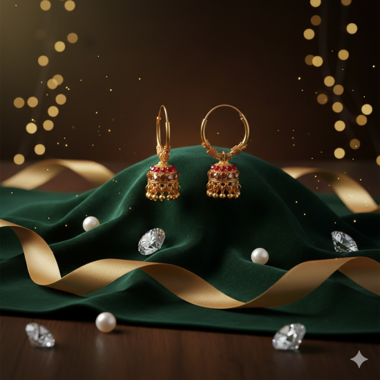 Novelika Latest Stylish Golden Tone Traditional Jhumka Earring set for Women Girls - ER2048 Novelika Latest Stylish Golden Tone Traditional Jhumka Earring set for Women Girls - ER2048