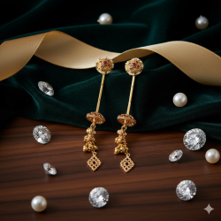 Novelika Latest Stylish Golden Tone Traditional Chandelier Earring set for Women Girls - ER3005