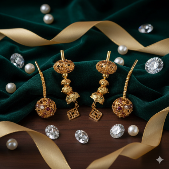 Novelika Latest Stylish Golden Tone Traditional Chandelier Earring set for Women Girls - ER3005