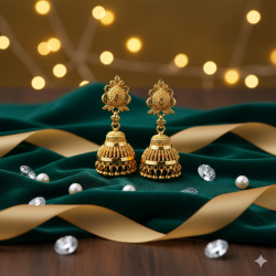Novelika Latest Stylish Golden Tone Traditional Jhumka Earring set for Women Girls - ER1001
