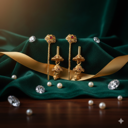 Novelika Latest Stylish Golden Tone Traditional Chandelier Earring set for Women Girls - ER3007